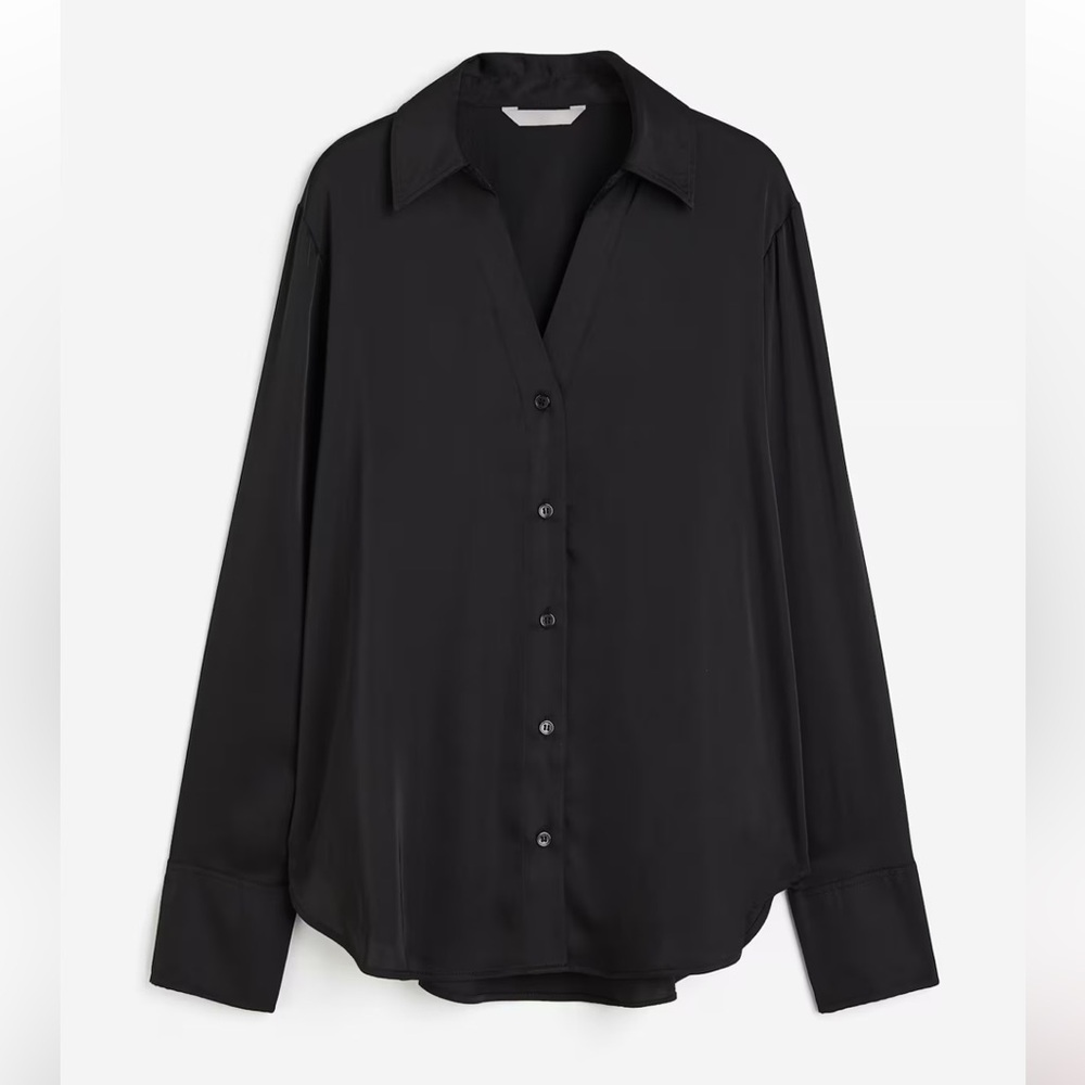 H&M Black Button Down Shirt for Women